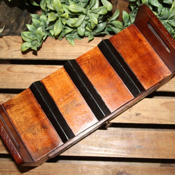 Pier One Imports Wooden Carved Counter Top Wine Rack with Drawer Storage - Picture 7 of 8